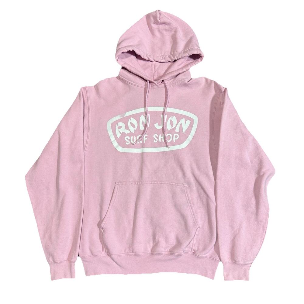 Ron Jon Surf Shop Hoodie Pink Graphic Pullover Womens Small 19x25